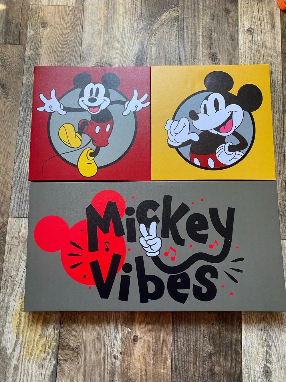 Mickey Vibes Wall Art Set - Red, Yellow & Gray